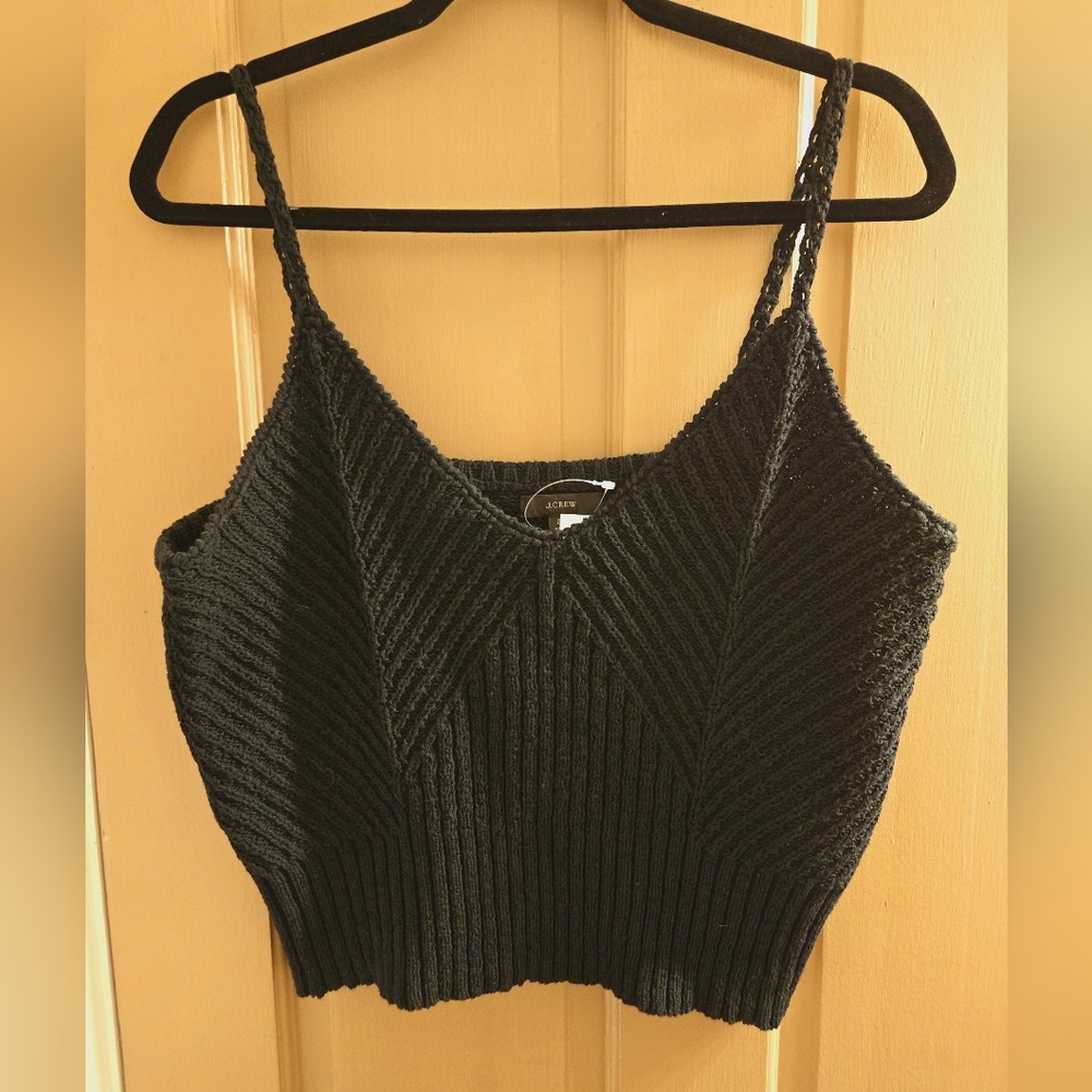 New 2x J. Crew black sweater crop tank
